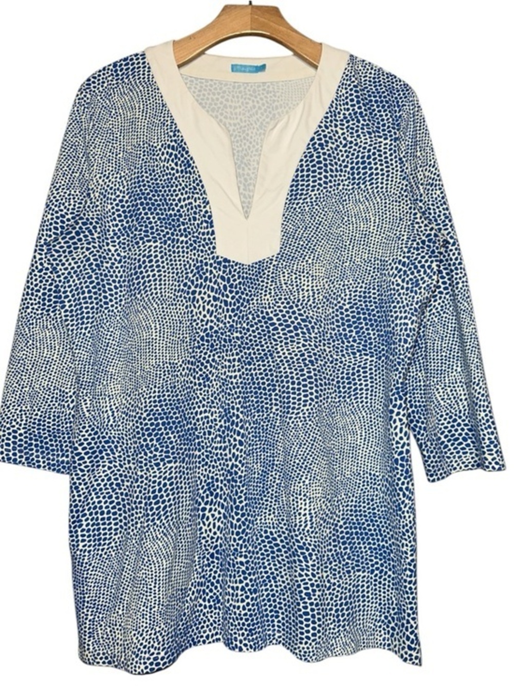J. McLaughlin Women’s Size L Blue White Snake Print Catalina Cloth Tunic Top